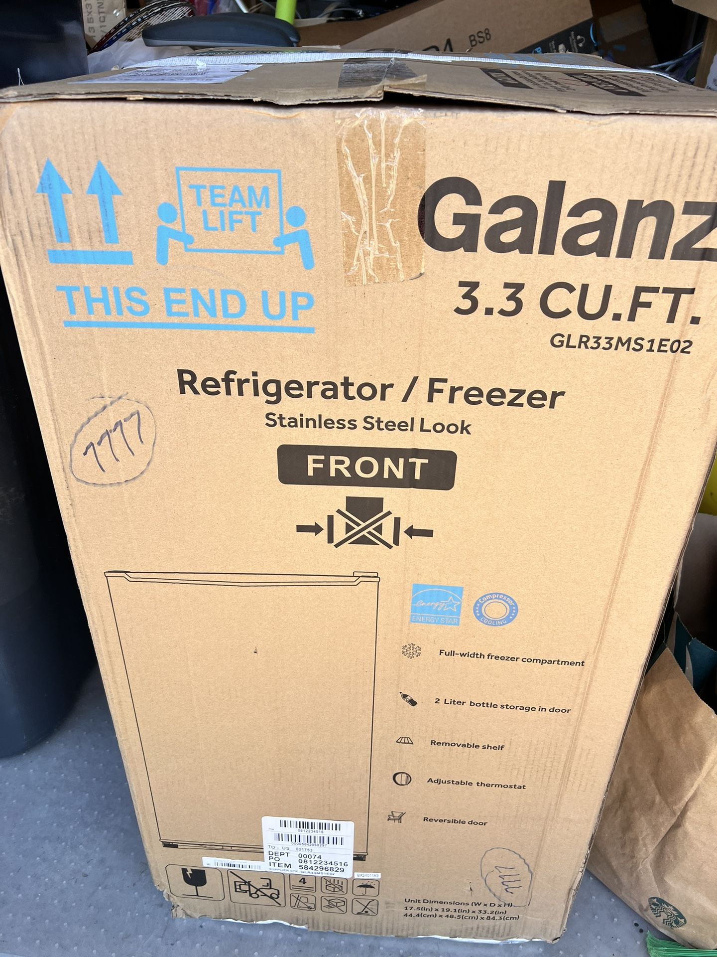 Brand New Galanz 3.3 Cu Ft Compact Refrigerator