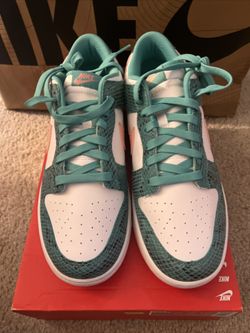 Nike Dunk Low ME Snakeskin Washed Teal Bleached Coral DR8577 300 Sz 11 No LID