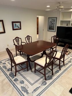 Classic Extendable Pedestal Dining Table & 6 Ladder-Back Chairs