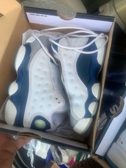 Air Jordan 13 White and Navy Sneakers