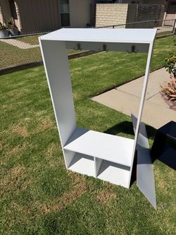 White Entryway Cubby with Coat Hooks