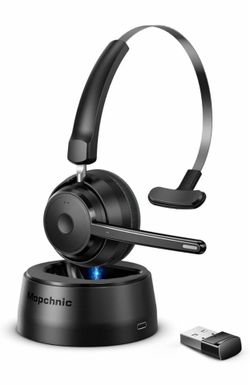 Mopchnic Bluetooth Headset, Wireless Headset with Upgraded Microphone  AI Noise