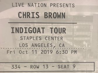 Chris Brown concert 2 tickets sec 334 row 13 and 14