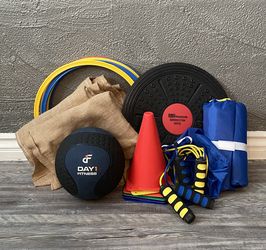 Obstacle Course/ Kids Indoor Outdoor Games Parachute Balance Board Bundle