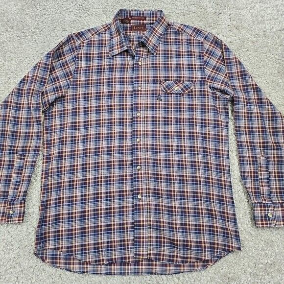Levis Shirt Men XL Plaid Long Sleeve Button Up Western Cowboy USA Lightweight