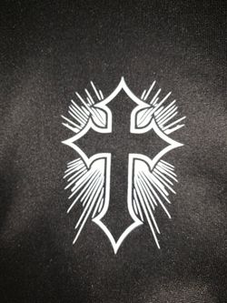 Black Graphic Hoodie Sweater Jacket Cross Wing Print