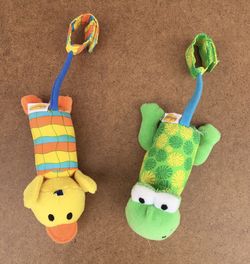 2 Infantino Tag Along Chimes Infant Toys - Frog and Duck - very clean