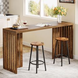 Tribesigns Bar Table, 63-Inch Counter Height Pub Table, Industrial Bar Height Table, Rectangular High Top Kitchen & Dining Counter Tables with Louvere