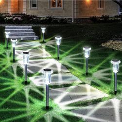 Solar Lights Outdoor, 15 Pack Waterproof Stainless Steel Solar Stake Lights for Pathway Garden