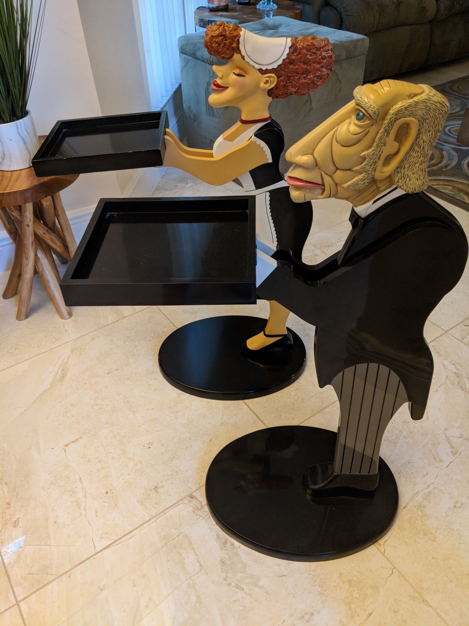 The Bombay Company:James the Butler + Millie The Maid Statue Tray