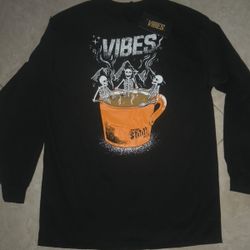 Vibes Rolling Papers T-Shirt Size Large Black L/S Employee Zumiez Shirt New Tags