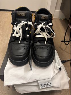 Versace Jeans Couture Fondo Starlight High Top Sneakers Black Gold US 9.5 NIB