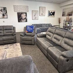 3pc Sofa & loveseat + Chair Power Recliner 