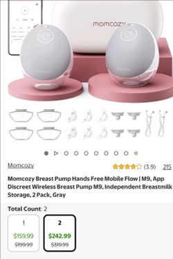 Momcozy Breast Pump Hands Free Mobile Flow | M9, App Discreet Wireless Breast Pump M9, Independent Breastmilk Storage, 2 Pack, Gray
$242.99
Walmart
4.