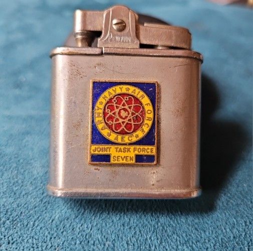 Vintage Pocket Cigarette Lighter Joint Task Force 7 AEC Army Navy Air Force