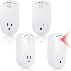4 Pieces Motion Sensor Sockets Indoor Plug in Sensor Light Control Switch 120 Degrees Motion NEW