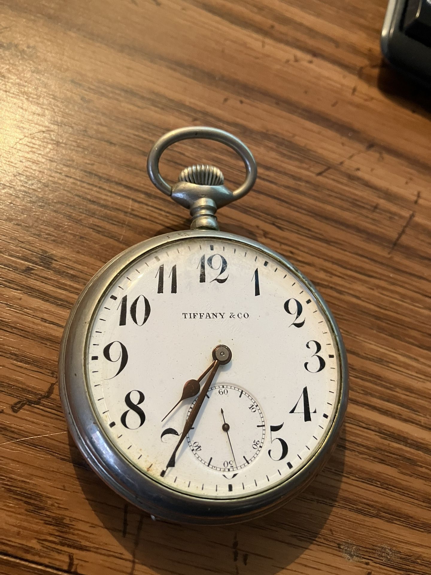 Antique Tiffany By Longines 8 day Pocket Watch Silver Back