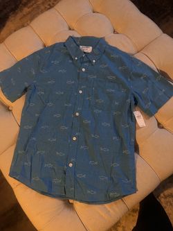 Kids Old Navy Shark Print Short Sleeve Button-Up Shirt XL