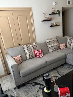 Modern Light Gray L-Shaped Couch