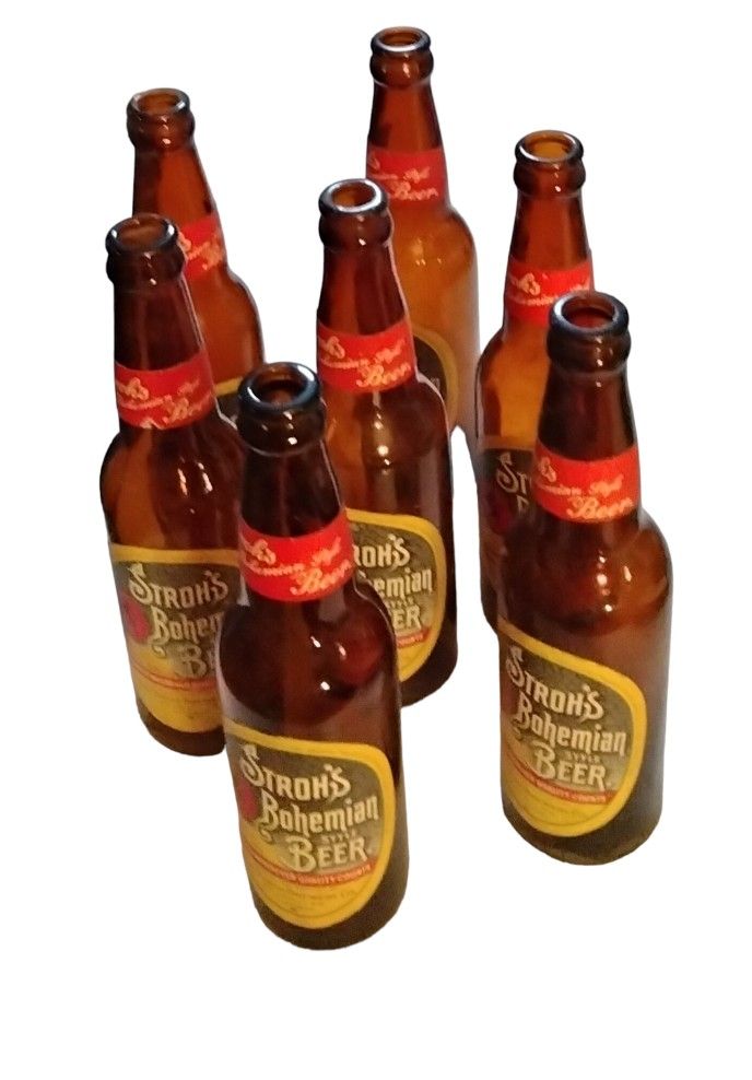 1940s -1950s Vintage Stroh's Bohemian Empty Beer Bottles 
