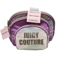 Juicy Couture Purple and White Cosmetic Bag Set