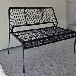 ​Modern Black Woven Outdoor Bench / Loveseat
