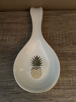 Pineapple Ceramic Spoon Rest / Utensil Holder