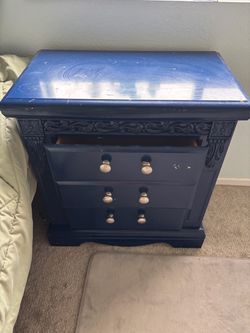 Navy blue heavy duty all wood night stand