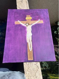 Jesus on cross oil on canvas painting