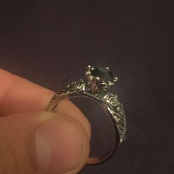 Silver Black Gem Ring