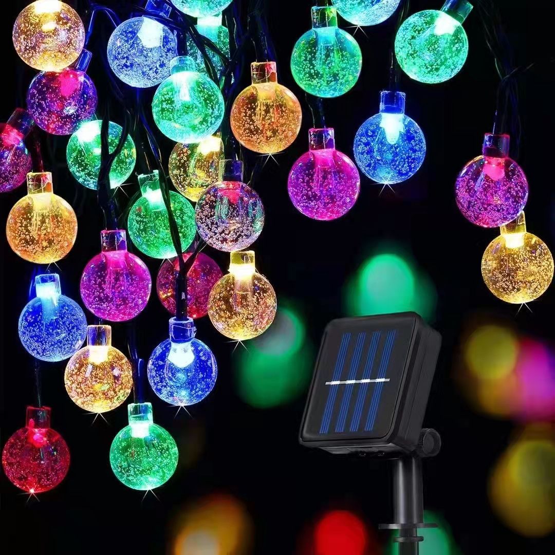 Globe Solar String Lights 50 LED 23 Ft Waterproof Outdoor Indoor Crystal Balls Fairy Lights with 8 Modes for Home Garden Patio Yard Wedding Christmas