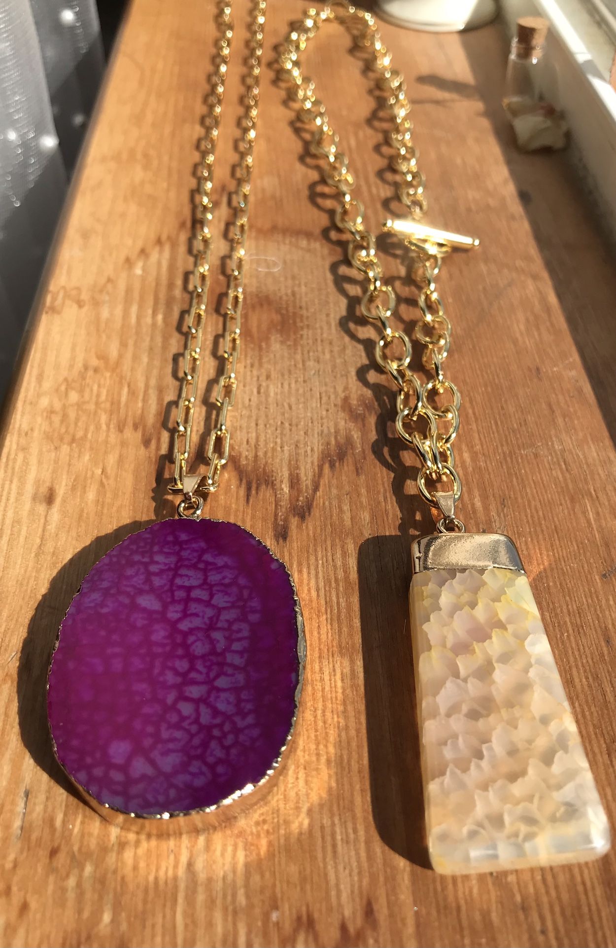 2 Botswana agate necklaces In Gold Filled Chain!