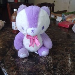 Bear Purple And White Has A Bow