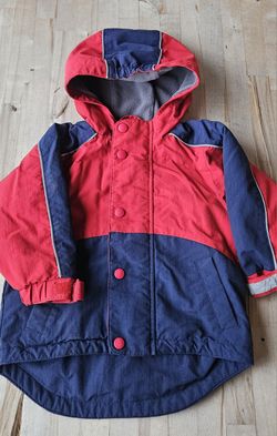 Hanna Andersson Boys Fleece Lined Anorak Jacket Parka Red Blue 90 cm
