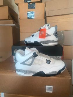 Brand new men's Nike air Jordan retro 4 white cement shoes sizes 9,10 &11 available