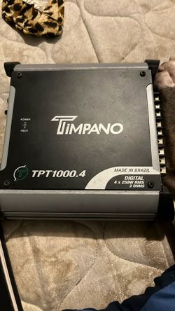 Timpano TPT-1000.4 4-channel car audio amplifier. It is a compact, digital, full-range amplifier designed with Brazilian