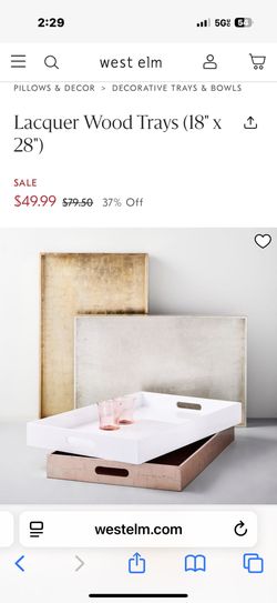 West Elm Large Silver 28” X 18” Serving Tray