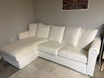 IKEA White Sectional Sofa w/ Storage Chaise – Excellent Condition