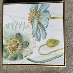 flower canvas with gold accents