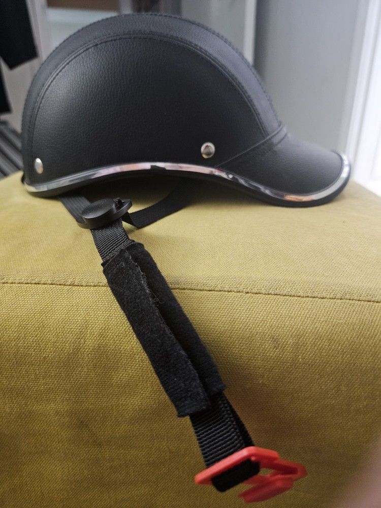 Black Motorcycle Half Helmet Baseball Cap - Unisex-Adult Retro Half Shell