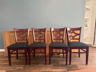 Set of 4 Solid Wood Dining Chairs – Dark Mahogany