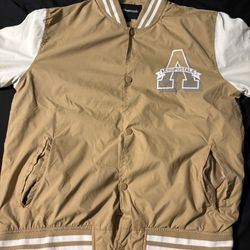 Aeropostale Beige And White Varsity Jacket