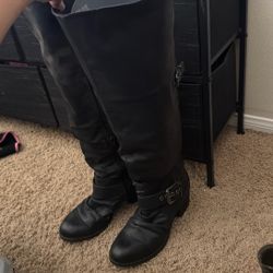 Black Leather Boots Tall