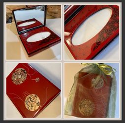 Vintage Japanese Mirrored Tissue Holder Hard Shell Plastic Case