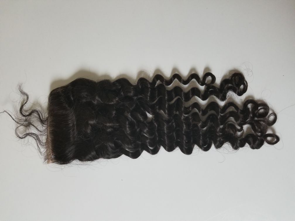16 Brazilian human hair lace closure deepwave