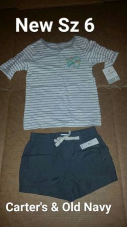 New Girls Sz 6 Small Carter's & Old Navy 2pc summer shorts outfit nwt top