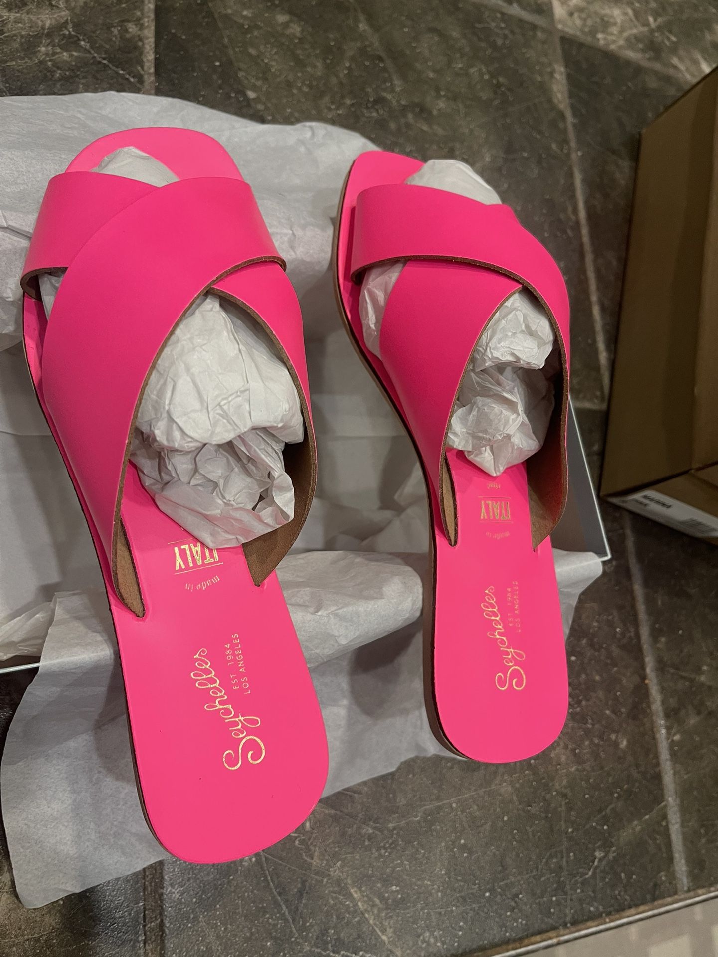 Brand New Neon Pink Slides