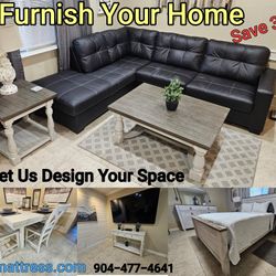 Black Leather Sectional Sofa New 