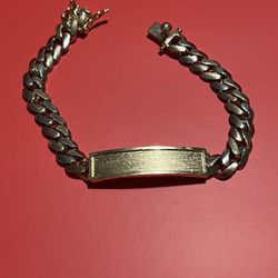 Brand New 10k Solid Gold Tri Color Cuban ID Bracelet 