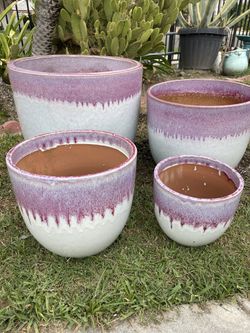 Two Tone Colors Ceramic Pots-Ceramic Garden Planters($205 set of 4)